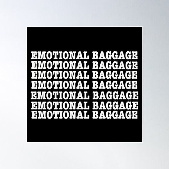 Emotional Baggage Pattern Black Poster Wall Art, Modern Wall Decor, 16x16 UNFRAMED