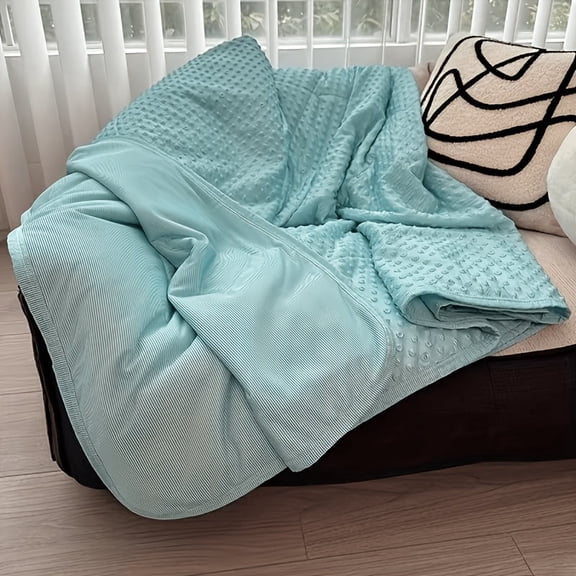 43.31"*59.06" inch,Emotional Cooling Blanket Comforter set For Relaxation - Soundwave Technology Embossed Striped Design With Ball Accents