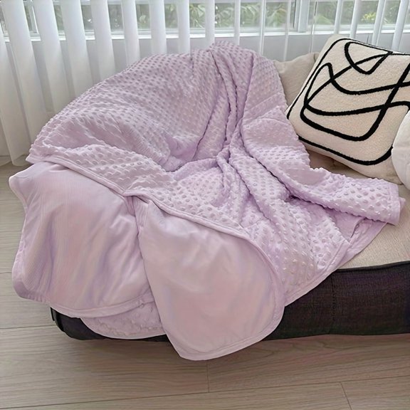 Emotional Cooling Blanket for Relaxation -Soundwave Technology, Embossed Striped Design with Ball Accents, 100% Polyester Breathable Lightweight Summer Throw, Machine Washable Wrinkle-Resistant Multi