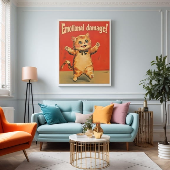 Emotional Damage Cat Retro Poster Unframed Paper Print