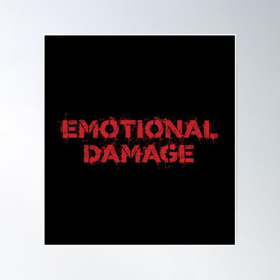 Emotional Damage - Vintage Red Text Poster Wall Art, Modern Wall Decor, 30x30 UNFRAMED