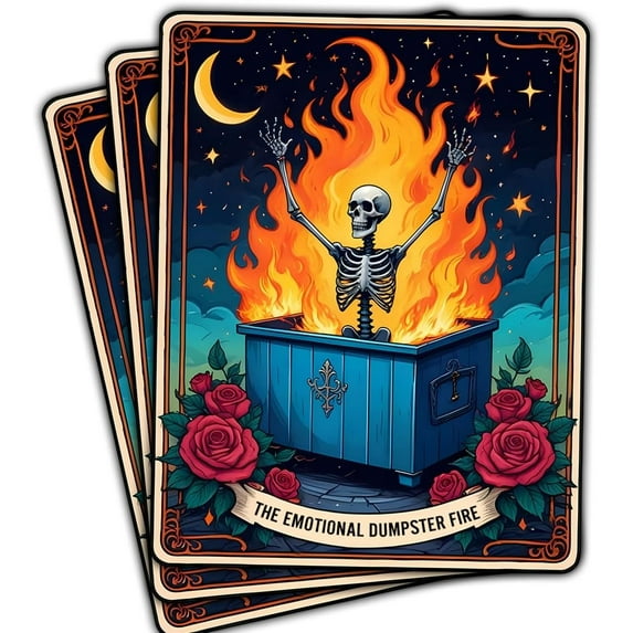 The Emotional Dumpster Fire Tarot Sticker, This Little Light of Mine Dumpster Fire Sticker, Emotional Support Funny Gifts - Stickers for Laptop Water Bottle Phone Car Window Helmet 3"