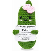Emotional Encouraging Support Pickle,Funny Encouraging Pickle with Emotional Encouraging Card,Cute Knitted Crochet Dolls Soft Plush for Friend Gifts (Pickle)