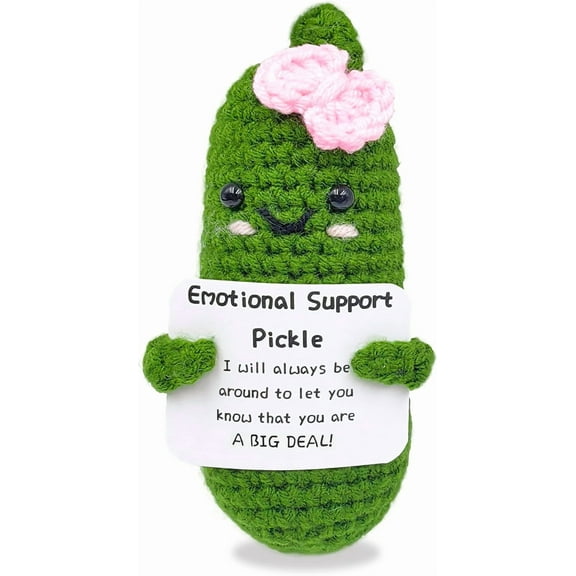 Emotional Encouraging Support Pickle,Funny Encouraging Pickle with Emotional Encouraging Card,Cute Knitted Crochet Dolls Soft Plush for Friend Gifts (Pickle)