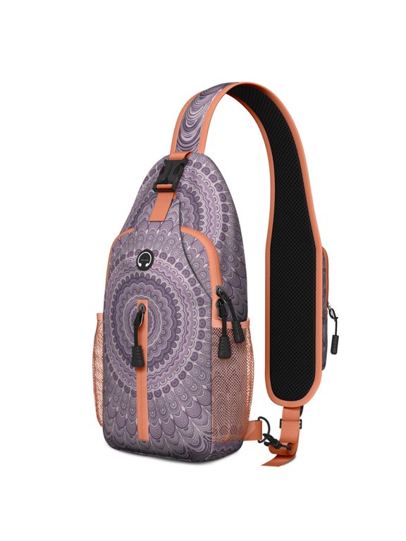 Emotional Energy Sling Bag with Geometric Mandala Design, Lightweight Durable Crossbody Backpack, Adjustable Strap, Multiple Compartments for Travel, Students, Office Use