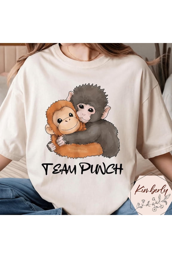 Emotional Gift for Animal Lovers Viral Punch Monkey Shirt Cute Baby Monkey with Plush Toy Shirt Lonely Baby Monkey Comfort Colors - Abandoned Rescue Story Tee, Sizes S-5XL
