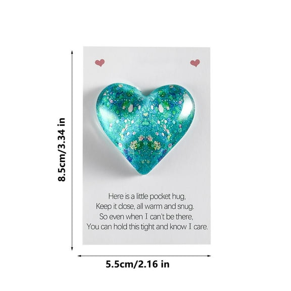 Emotional Gift Pocket Heart with Note, Romantic Token for Girlfriend or Boyfriend, Thinking of You Present for Valentine's Day, Anniversary or Long Distance Relationship(Blue)