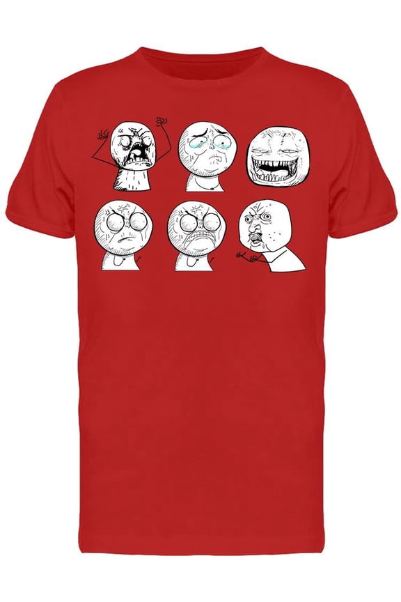 Emotional Internet Memes Faces T-Shirt Men -Image by Shutterstock, Male 3X-Large
