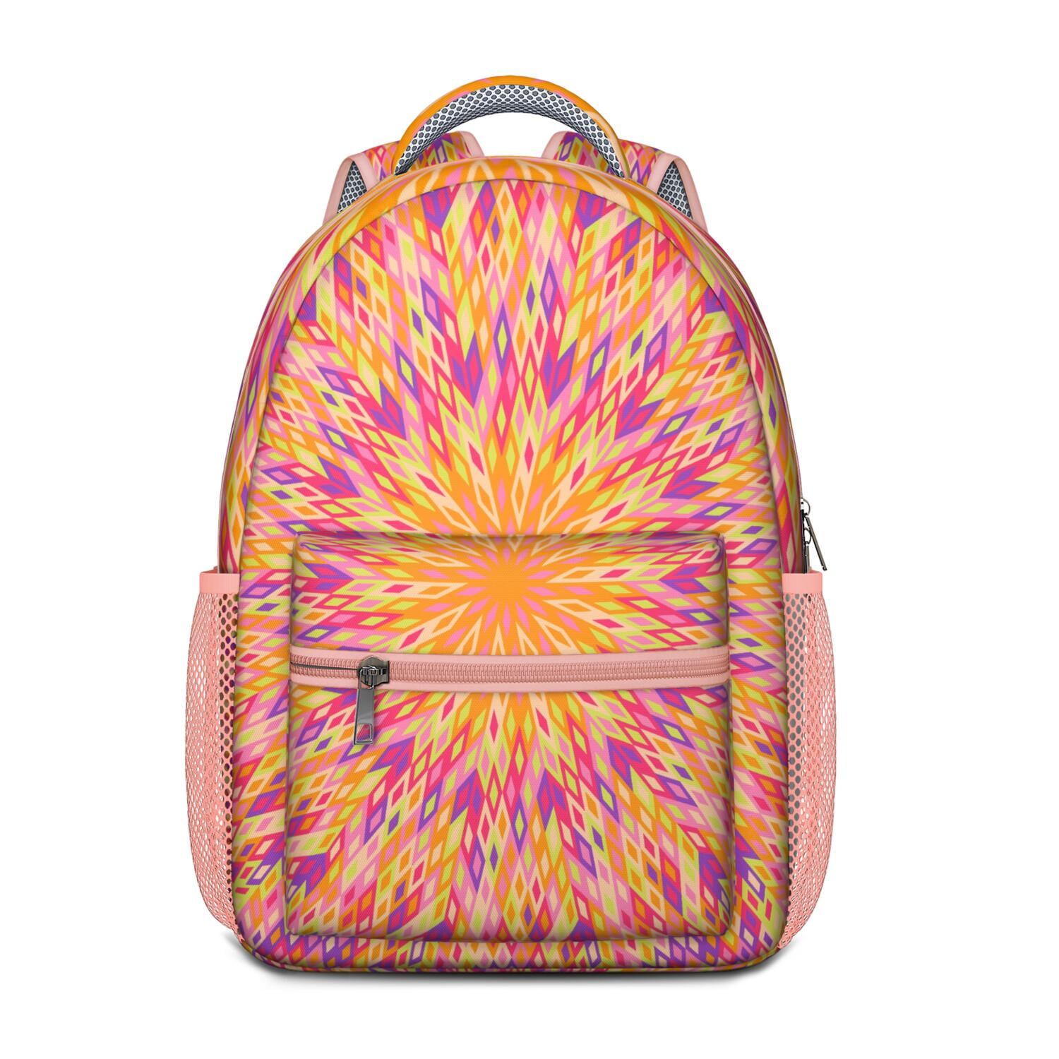 Emotional Psychedelic Backpack - Stylish Waterproof Daypack with Ergonomic Spinal Support, Vibrant Geometric Abstract Design for Teens & Adults