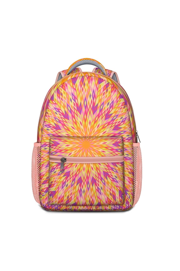 Emotional Psychedelic Backpack - Stylish Waterproof Daypack with Ergonomic Spinal Support, Vibrant Geometric Abstract Design for Teens & Adults