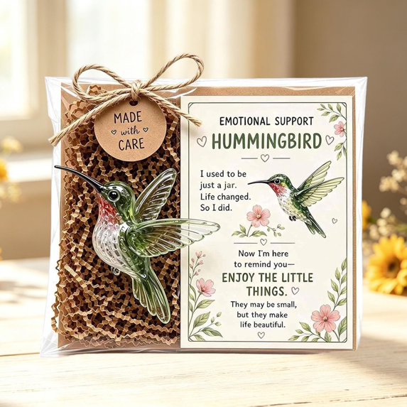 Emotional Support 3D Acrylic Gift, Recycled 3D Acrylic Pocket Figurine with Encouragement Card, Stress Relief Mini Ornament Keepsake for Desk Decor, Family Friends Holiday Gift