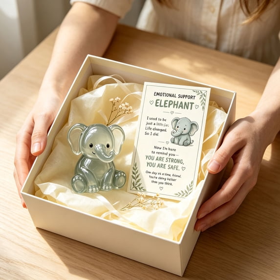 Emotional Support Animal Gift Set, Pocket Hug Acrylic Keepsake with Encouragement Card, Cute Mini Animal Reminder Gift, Thinking of You Inspirational Gift for Friends Family