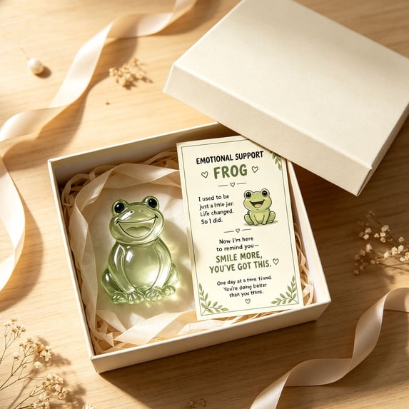Emotional Support Animal Gift Set, Pocket Hug Acrylic Keepsake with Encouragement Card, Cute Mini Animal Reminder Gift, Thinking of You Inspirational Gift for Friends Family