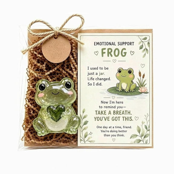 Emotional Support Animal, Handmade Resin Animal Figurine, with Keepsake Card (Frog)
