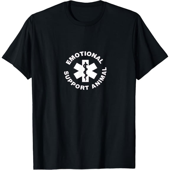 Emotional Support Animal T-ShirtMen's and women's gift, black and white T-shirt, size: Extra large S-4XL