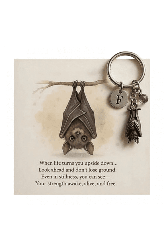 Emotional Support Bat Metal Keychain Keyring With Inspirational Verse Card