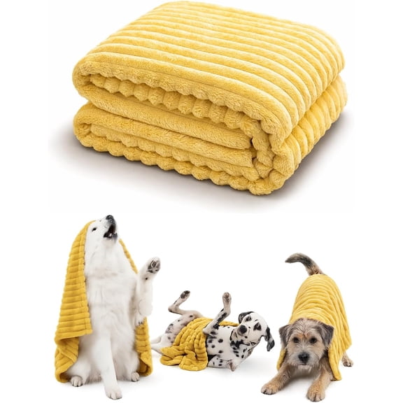 Emotional Support Blanket for Dogs, Bright Yellow Security Blanket, Calming Rabbit Hair Plush Pet Blankets, Soft Cozy Comfort Blankets for Crate, Sofa, Bed, Kennel & Travel (70×100cm)