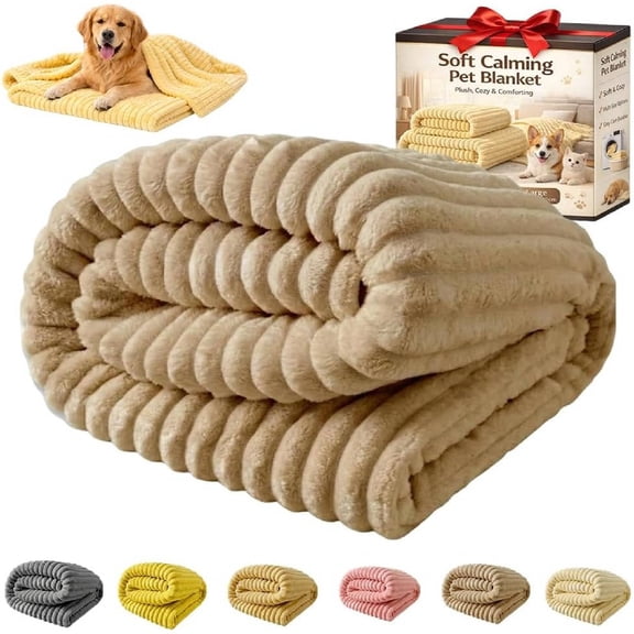 Emotional Support Blanket Yellow, Security Blanket, Calming Dog Blanket, Rabbit Hair Plush, Designed for Pets, Soft and Comfortable for Indoors Sofa, Kennel (Coffee,70*100cm)