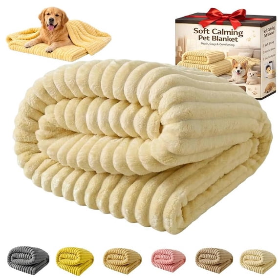 Emotional Support Blanket Yellow, Security Blanket, Calming Dog Blanket, Rabbit Hair Plush, Designed for Pets, Soft and Comfortable for Indoors Sofa, Kennel (Cream,100*150cm)
