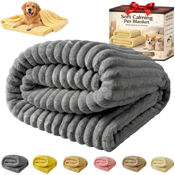 Emotional Support Blanket Yellow, Security Blanket, Calming Dog Blanket, Rabbit Hair Plush, Designed for Pets, Soft and Comfortable for Indoors Sofa, Kennel (Grey,70*100cm)