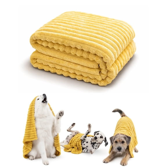 Emotional Support Blanket for Dogs, Bright Yellow Security Blanket, Soft Cozy Comfort Blankets