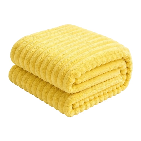 Emotional Support Blanket for Dogs, Yellow Calming Security Blanket with Wavy Design, Soft Polyester Pet Throw for Couch, Bed, Crate, and Travel