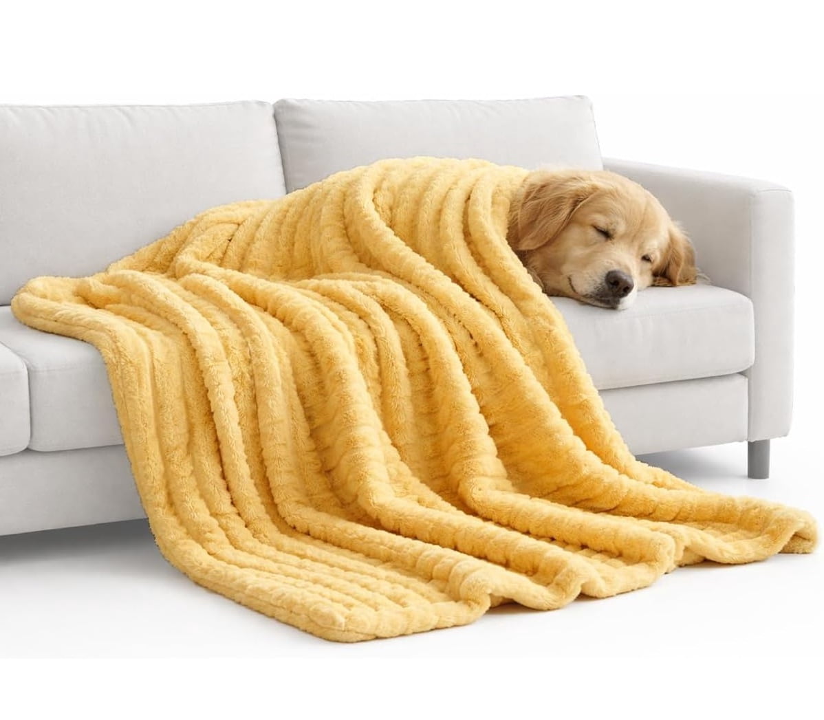 Emotional Support Blanket for Pets, Calming Dog Security Blanket, Soft Rabbit Hair Plush for Kennel, Crate & Sofa(RL Yellow 1 PC)
