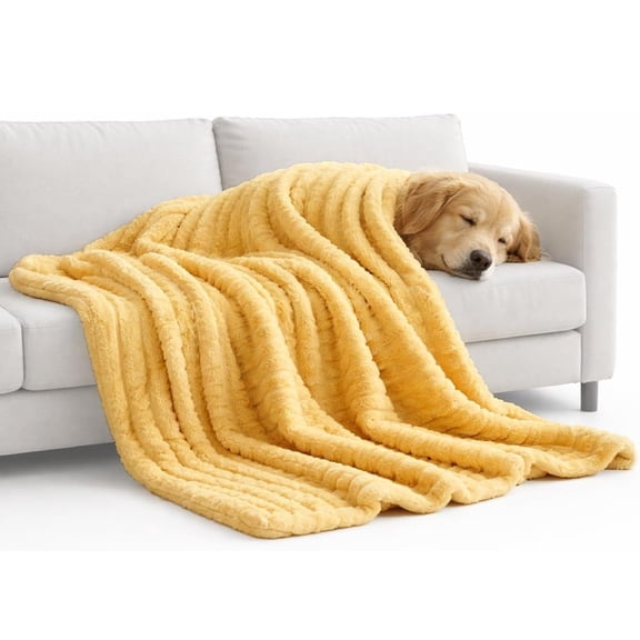 Emotional Support Blanket for Pets, Calming Dog Security Blanket, Soft Rabbit Hair Plush for Kennel, Crate & Sofa(RL Yellow 1 PC)