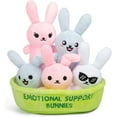 thumbnail interactive-video image 1 of Emotional Support Bunnies, 5 Animal Plush Toys with Carrying Basket by Emotional Support Pals, Valentines Day Gifts for Kids, 1 of 9