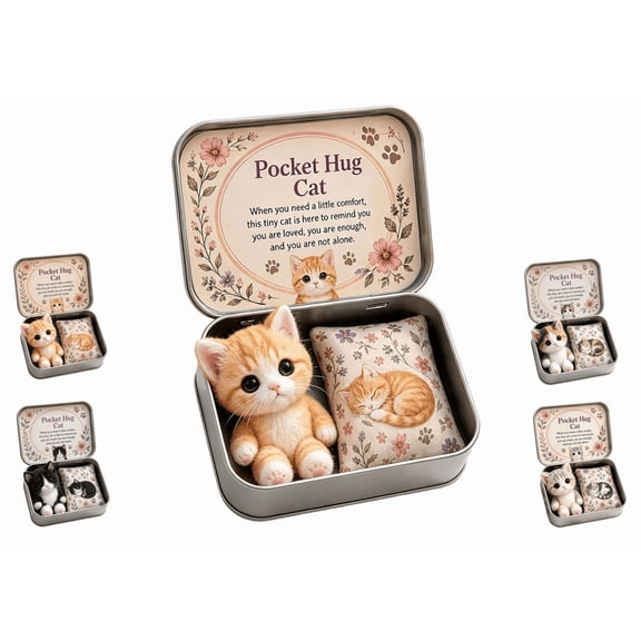 Emotional Support Cat Pocket Buddy, Worry Cat Hug In A Box, Handmade Mini Plush Keepsake, Emotional Support Desk Cats, Sentimental Gift For Loved Ones(Orange Cat)