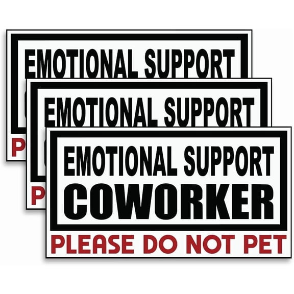 Emotional Support Coworker Sticker 3 Pack, Funny Office Humor Decal, Please Do Not Pet Sign for Laptop, Water Bottle, Desk, Work Gift (1.8" x 3")