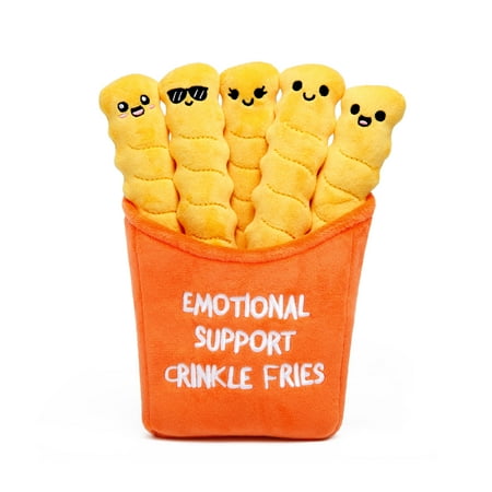 Emotional Support Pals Crinkle Fries Food Plush Toys, 5 Plushies with Carrying Basket, Halloween Party Favors for Kids
