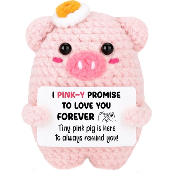 Emotional Support Crochet Animal Gift, Positive Pig Gift,Handmade Plush with Positive Message, Unique Mini Decor for Desk, Friends, Teachers,Brithday Gift