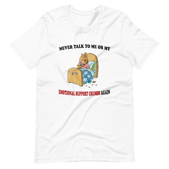 Emotional Support Crumbs T-Shirt Funny Humor Graphic Tee, Silly Food Joke Shirt, Unique Meme Gift