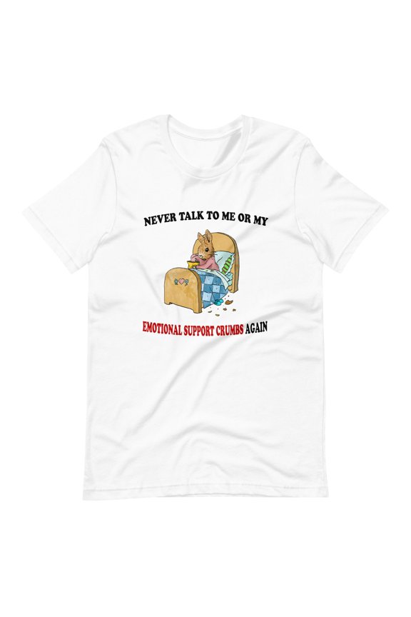 Emotional Support Crumbs T-Shirt Funny Humor Graphic Tee, Silly Food Joke Shirt, Unique Meme Gift