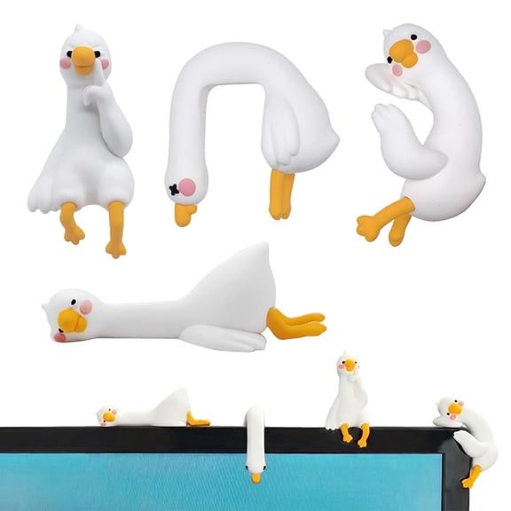 Emotional Support Desk Goose Figurines Set, Mini Goose Computer Monitor Decor, Cute Resin Monitor Buddy Accessories, Office Desk Decoration, Desktop and Car Dashboard Ornament