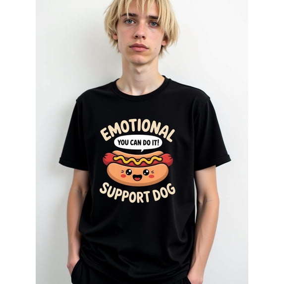 Emotional Support Dog Hotdog Tee men comfort colors tshirt black casual gifts Soft and comfortable Basic Unisex Shirt Graphic Tee tshirts