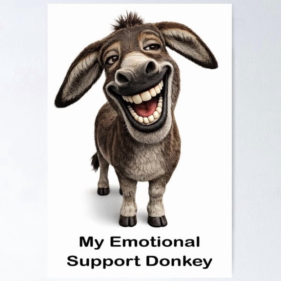 Emotional Support Donkey Illustration Poster, Poster Home Decor, Poster Only