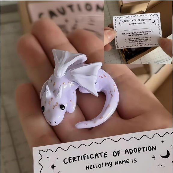 Emotional Support Dragon, 2026 New Handmade Mini Pocket Dragon Sculpture for Anxiety Relief, Stress Comfort & Calming, Cute Dragons Whimsical Gift for Halloween Xmas Desk Bookshelf Décor (Purple)