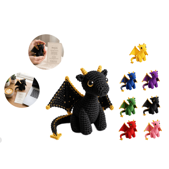 Emotional Support Dragon Pocket Buddy,Anxiety Relief Pocket Hug Companion,Stress Relief Gift for Women & Men(Black0