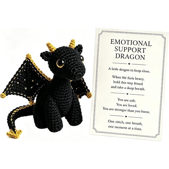 Emotional Support Dragon Pocket Buddy, Cute Dragon Plush Stuffed Animals with Encouragement Card, Anxiety Relief Desk Decor, Fantasy Gift for Students & Adults, 4.5 Inch,Purple