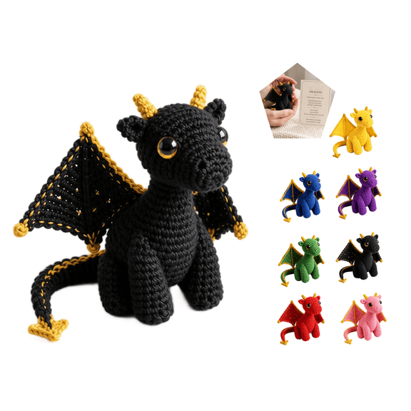 Emotional Support Dragon Pocket Buddy,Mini Cute Dragon Plush Stuffed Animals with Inspirational Encouragement Card,Anxiety Relief Desk Decor, Fantasy Gift for Adults(Black0