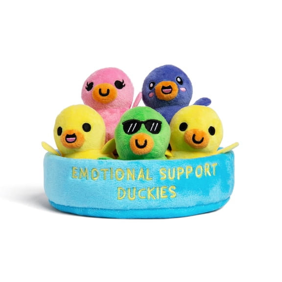 Emotional Support Pals Duckies, 5 Duckie Plush Toys with Carrying Basket, Stuffed Animal Plush Gift