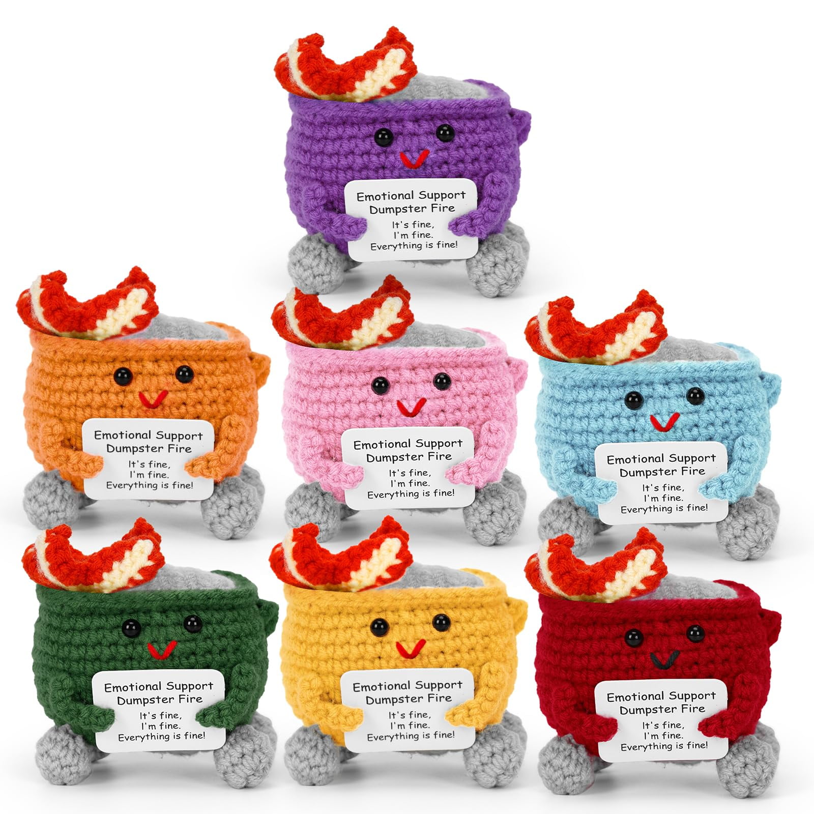 Emotional Support Dumpster Fire, Adorable Crochet Knitting Handmade ...