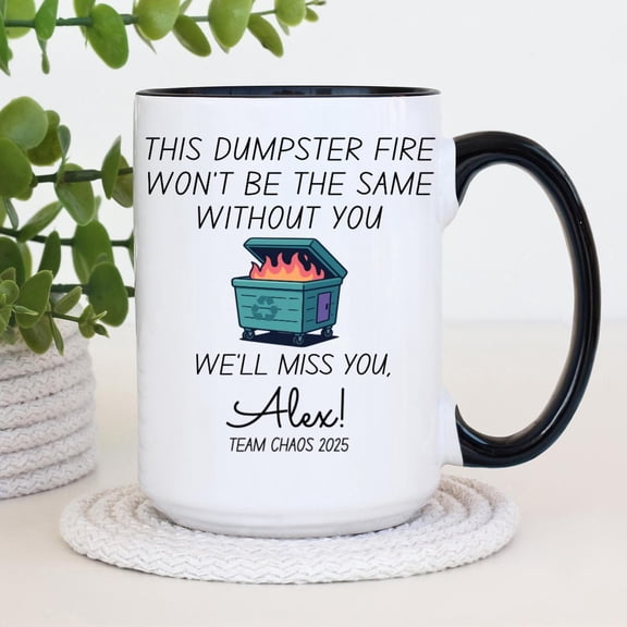 Emotional Support Dumpster Fire Coffee Mug | Funny Coworker Mug, Office Humor, Resignation/Goodbye Gift