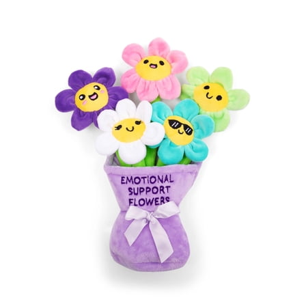 Emotional Support Flowers, 5 Cuddly Plush Toys with Carrying Basket by Emotional Support Pals, Sweet Plush Valentines Gifts for Girlfriend