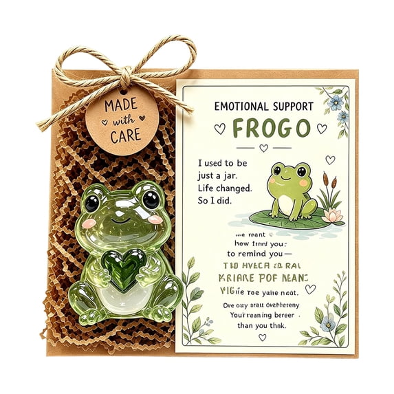 Emotional Support Glass Animal Gift, Handmade Recycled Glass Pocket Hug Figurine with Message Card, Thoughtful Healing Comfort Present for Home Office Decoration