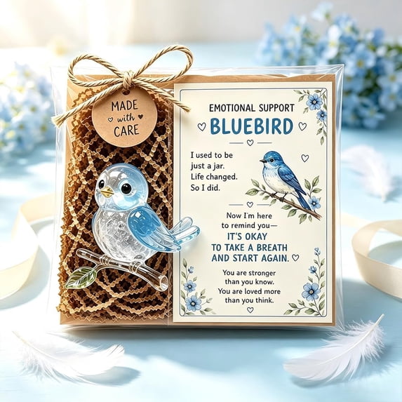 Emotional Support Glass Animal Gift,Recycled Glass Pocket Hug with Encouragement Card for Desk Decor,Stress Relief Mini Figurine Keepsake for Friends Family,7 Animal Styles Available (G)