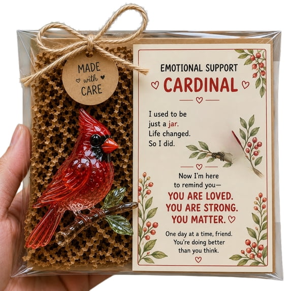 Emotional Support Glass Animal Gift Set, Cute Pocket Hug Desk Decor With Encouragement Card, Guardian Healing Pack, Comfort Mini Keepsake for Friend Family Stress Relief