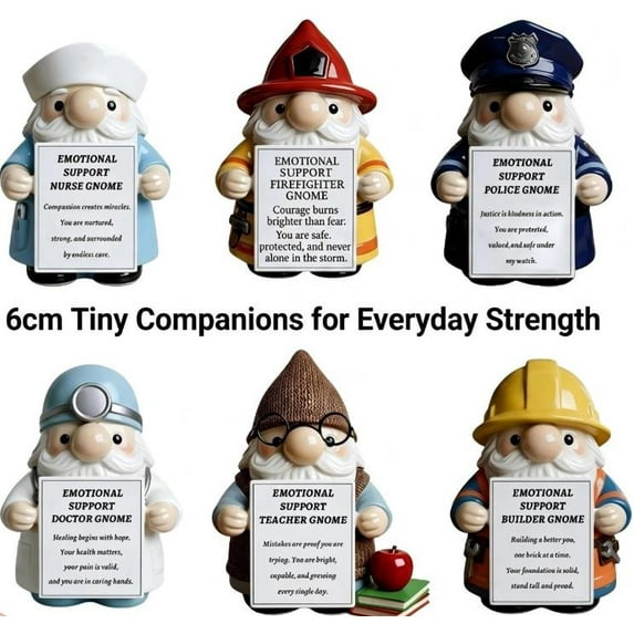 Emotional Support Gnome Collection – Sweet Encouragement Gnome Figurines with Cards, Uplifting Desk Ornaments for Stress Relief, Appreciation Gifts & Motivational Office Accessory, Doctor